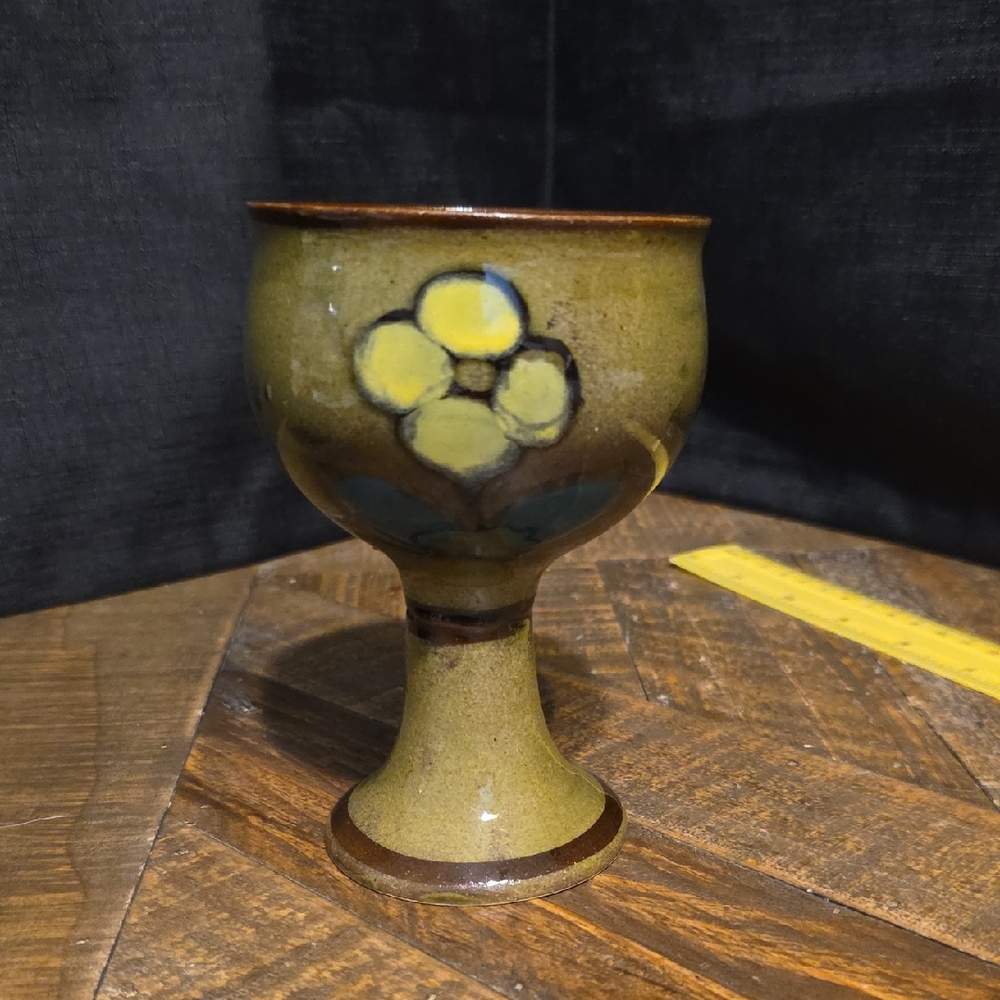 Handcrafted Ceramic Goblet with Floral Design